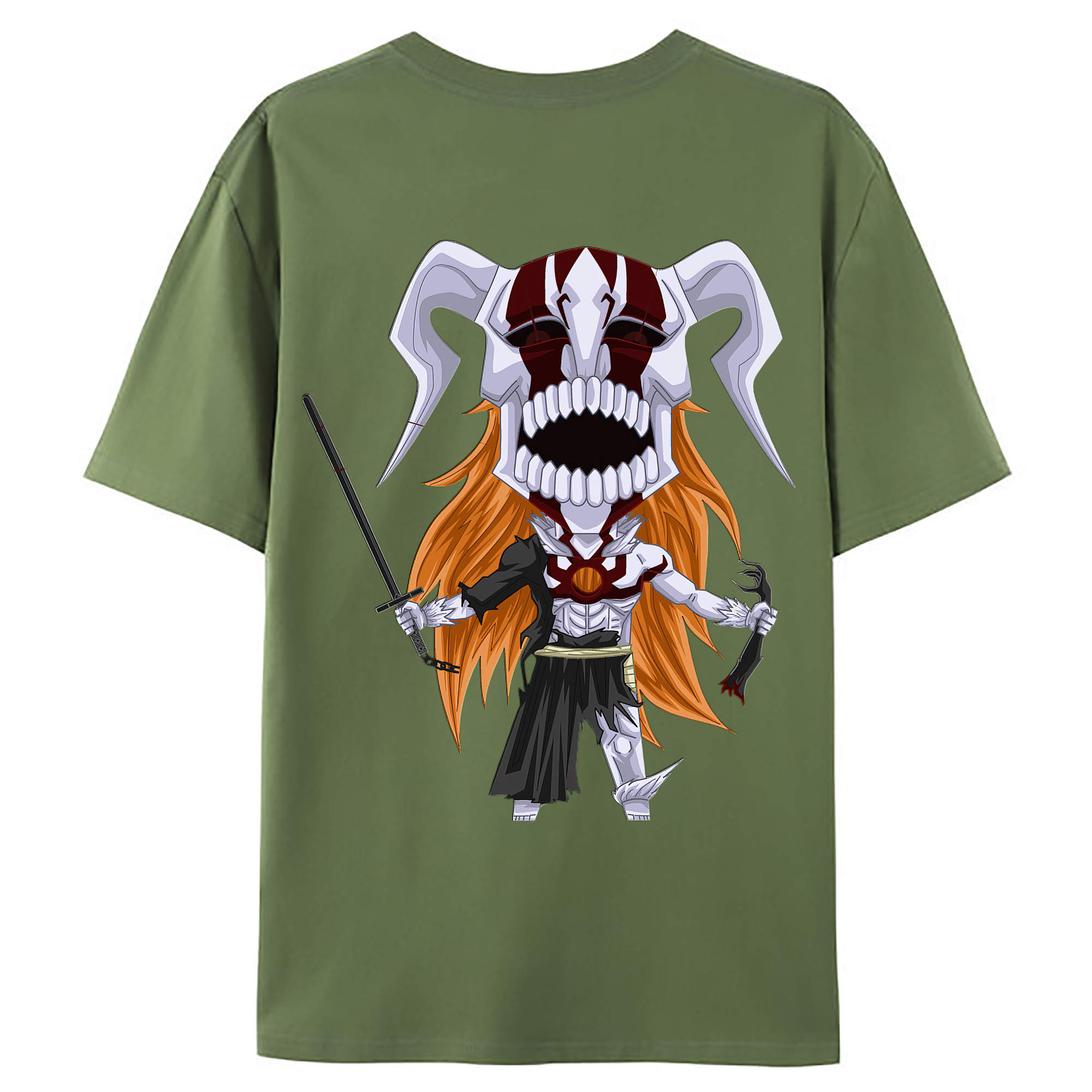 （画像用） ブリーチ 黒崎一護（くろさき いちご）BLEACH Kurosaki Ichigo 綿100％ メンズ半袖Tシャツ（バックプリント） 通気性